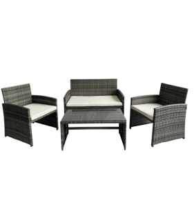 Набор мебели ротанг, 4 предмета, тёмно-серый